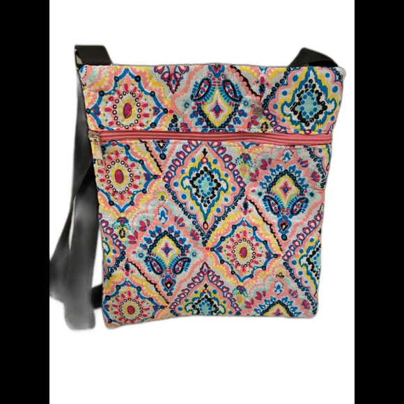 Crossbody Purse 4 Zipper Hipster Boho Stylish Hippie Bag Colorful Paisley - Picture 2 of 9